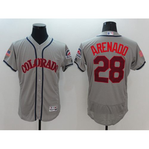 Colorado Rockies #28 Nolan Arenado Grey Fashion Stars & Stripes Flexbase Authentic Stitched Jersey Men's