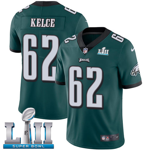 Eagles #62 Jason Kelce Midnight Green Team Color Super Bowl LII Youth Stitched Vapor Untouchable Limited Jersey