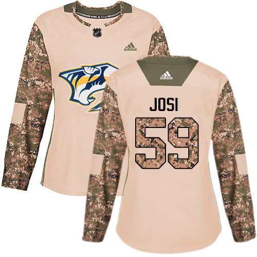 Adidas Nashville Predators #59 Roman Josi Camo Authentic 2017 Veterans Day Women's Stitched Jersey Womens