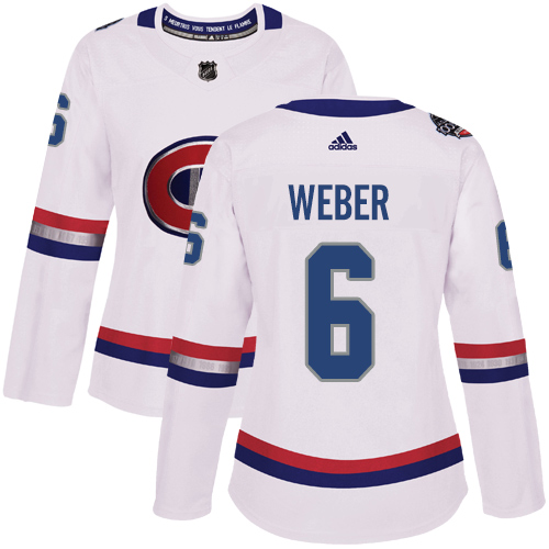 Adidas Montreal Canadiens #6 Shea Weber White Authentic 2017 100 Classic Women's Stitched Jersey Womens