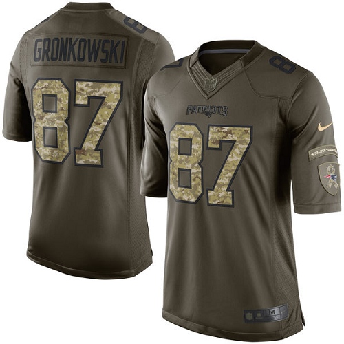 New England Patriots #87 Rob Gronkowski Green Men's Stitched Limited 2015 Salute To Service Jersey Men's