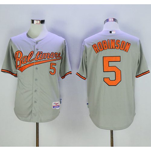 Baltimore Orioles #5 Brooks Robinson Grey Cool Base Stitched Jersey Men's