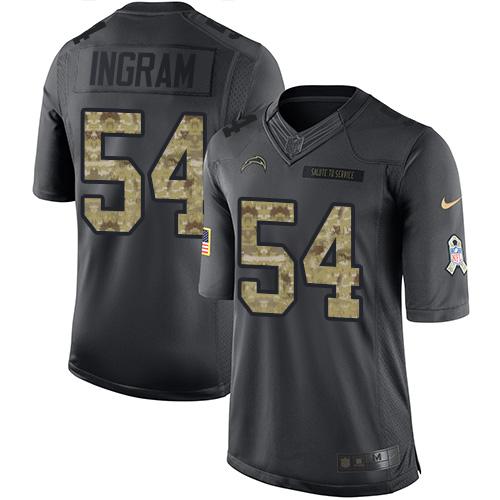 Los Angeles Chargers #54 Melvin Ingram Black Youth Stitched Limited 2016 Salute to Service Jersey Youth