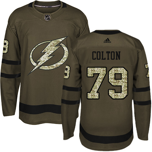 Adidas Tampa Bay Lightning #79 Ross Colton Green Salute to Service Stitched Jersey Men's