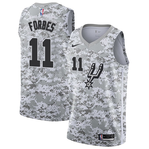 San Antonio Spurs #11 Bryn Forbes White Camo Swingman Earned Edition Jersey Mens