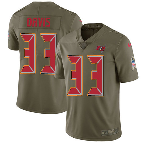 Tampa Bay Buccaneers #33 Carlton Davis III Olive Men's Stitched Limited 2017 Salute to Service Jersey Men's