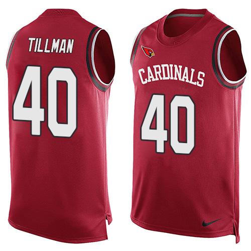 Cardinals #40 Pat Tillman Red Team Color Men's Stitched Limited Tank Top Jersey