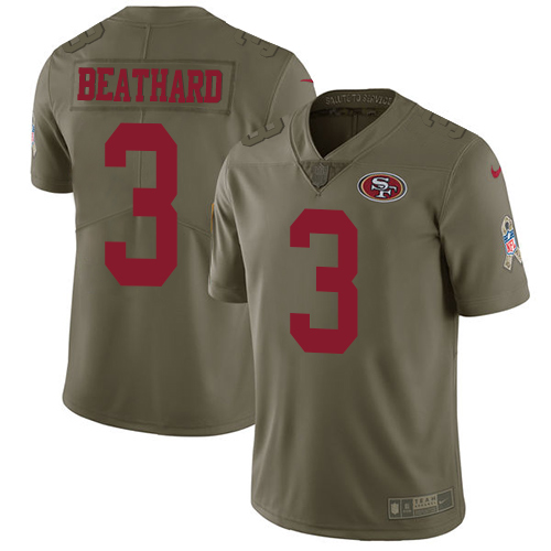 San Francisco 49ers #3 C.J. Beathard Olive Men's Stitched Limited 2017 Salute to Service Jersey Men's