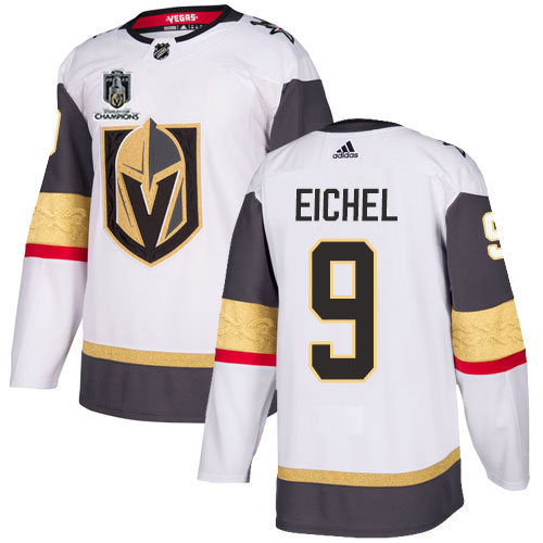 Adidas Golden Knights #9 Jack Eichel White Road 2023 Stanley Cup Champions Authentic Stitched Jersey