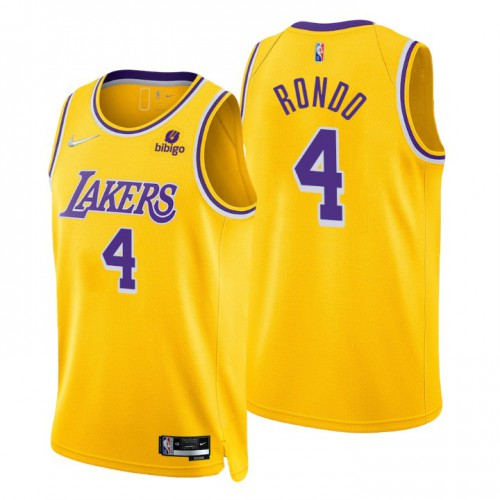 Los Angeles Lakers #4 Rajon Rondo Gold Mens 2021-22 75th Anniversary Diamond Swingman Jersey - Icon Edition Mens