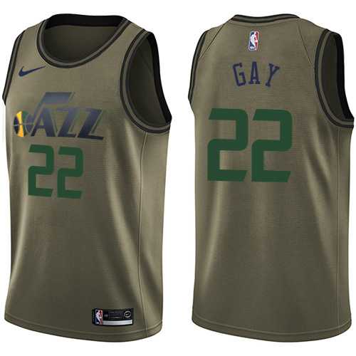 Utah Jazz #22 Rudy Gay Green Salute to Service Youth Swingman Jersey Youth
