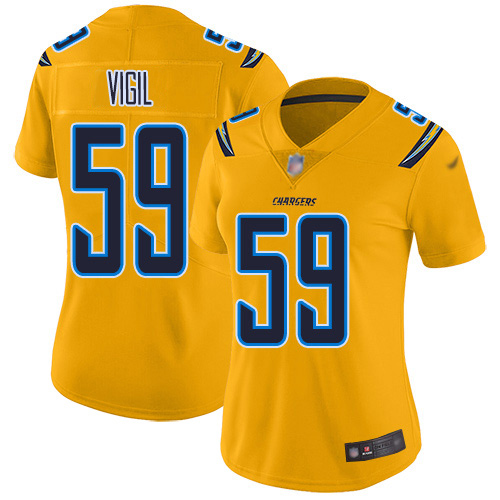 Los Angeles Chargers #59 Nick Vigil Gold Women's Stitched Limited Inverted Legend Jersey Womens