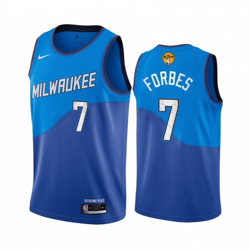 Milwaukee Bucks #7 Bryn Forbes Youth 2021 Finals Bound City Edition Jersey Blue Youth