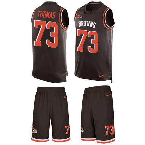 Browns #73 Joe Thomas Brown Team Color Men's Stitched Limited Tank Top Suit Jersey