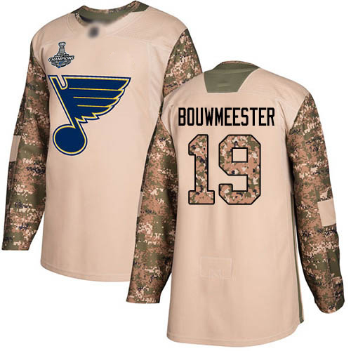 Adidas St. Louis Blues #19 Jay Bouwmeester Camo Authentic 2017 Veterans Day Stanley Cup Champions Stitched Jersey Men's