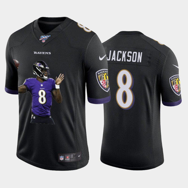 Baltimore Ravens #8 Lamar Jackson Team Hero 7 Vapor Limited 100 Jersey Black