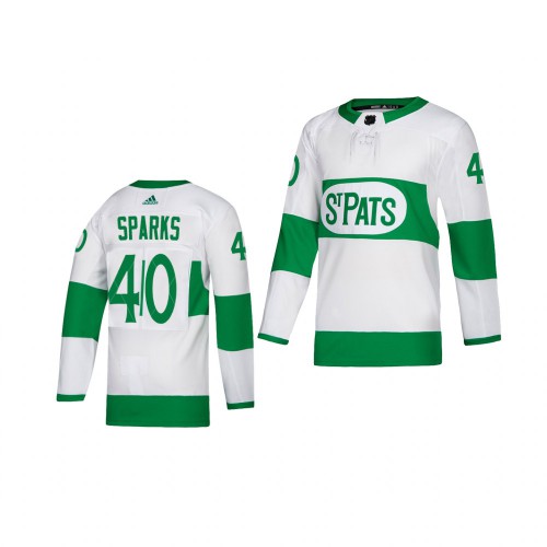 Adidas Maple Toronto Maple Leafs #40 Garret Sparks White 2019 St. Patrick's Day Authentic Player Stitched Youth Jersey Youth