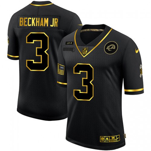 Los Angeles Los Angeles Rams #3 Odell Beckham Jr. Men's 2020 Salute To Service Golden Limited Jersey Black Men's