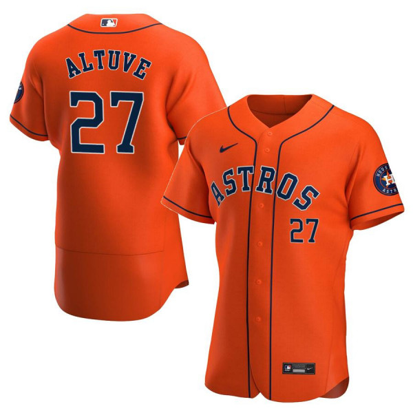 Men's Houston Astros 27 Authentic Orange Alternate 2020 Jose Altuve Jersey