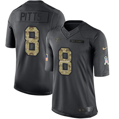 Falcons #8 Kyle Pitts Black Men's Stitched Limited 2016 Salute To Service Jersey