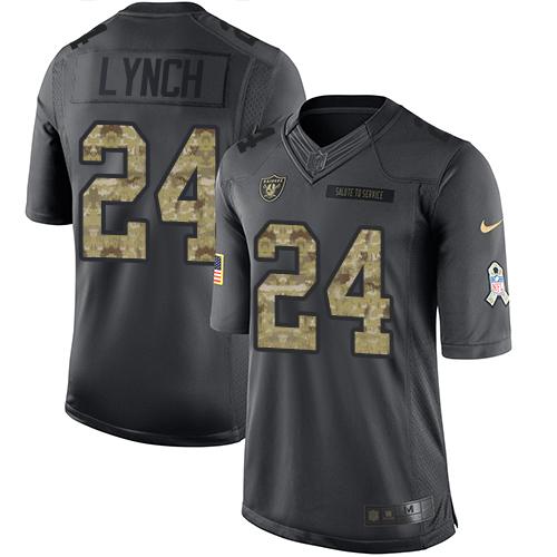 Las Vegas Raiders #24 Marshawn Lynch Black Youth Stitched Limited 2016 Salute to Service Jersey Youth