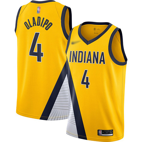 Indiana Pacers #4 Victor Oladipo Gold Swingman Statement Edition 2019/2020 Jersey Mens