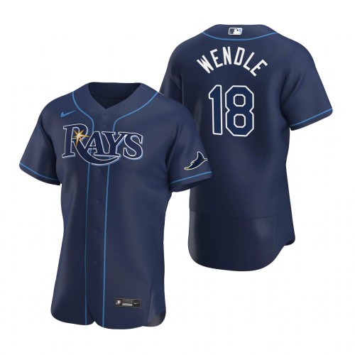 Tampa Bay Tampa Bay Rays #18 Joey Wendle Men's Navy Alternate 2020 Authentic Team Jersey Men's