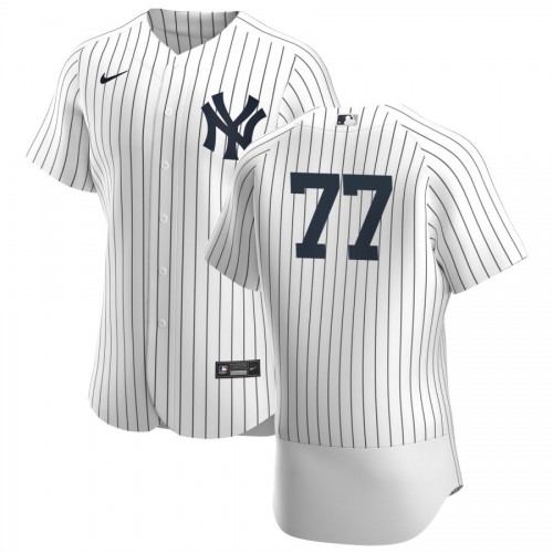 New York New York Yankees #77 Clint Frazier Men's White Navy Home 2020 Authentic Player Jersey Men's