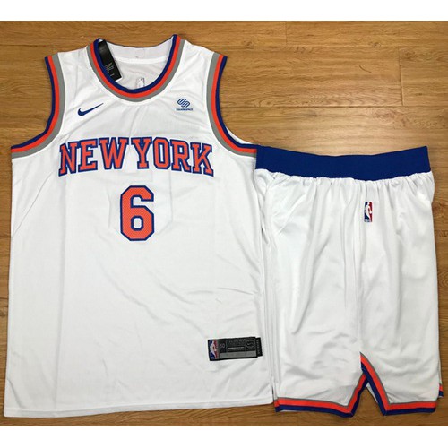 New York Knicks #6 Kristaps Porzingis White A Set Swingman Association Edition Jersey Mens