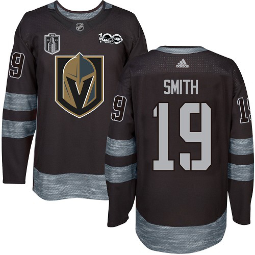 Adidas Golden Knights #19 Reilly Smith Black 2023 Stanley Cup Final Patch 100th Anniversary Stitched Jersey