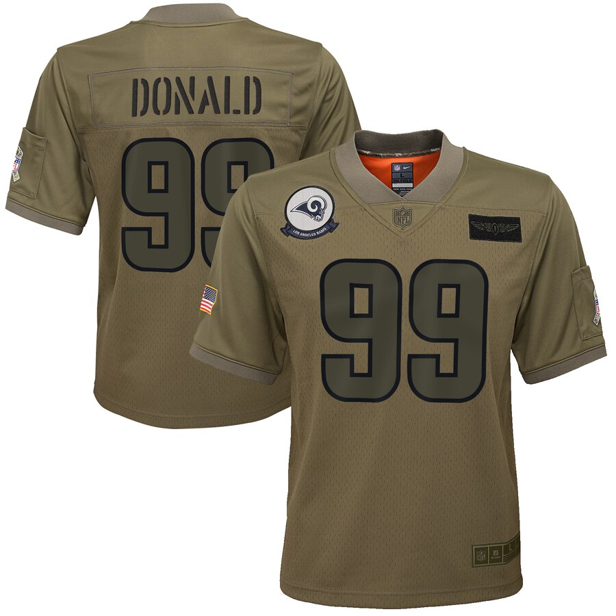 Youth Los Angeles Rams #99 Aaron Donald Camo 2019 Salute To Service Game Jersey