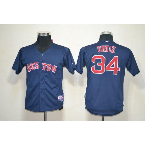 Boston Red Sox #34 David Ortiz Dark Blue Cool Base Stitched Youth Jersey Youth