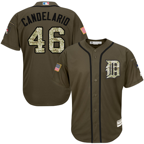 Detroit Tigers #46 Jeimer Candelario Green Salute to Service Stitched Jersey Men's