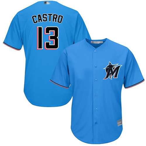 Miami Marlins #13 Starlin Castro Blue Cool Base Stitched Youth Jersey Youth