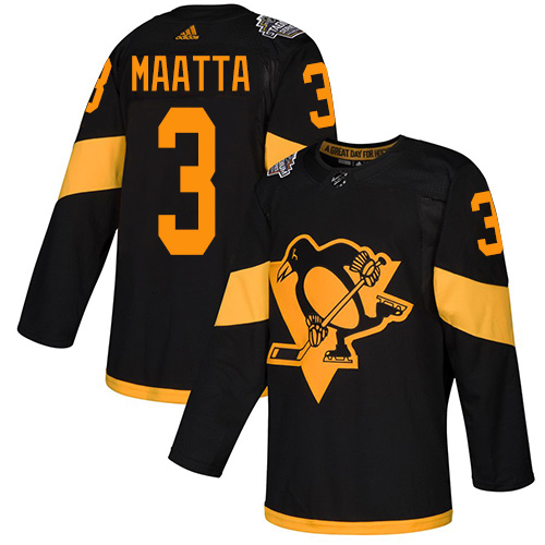 Adidas Pittsburgh Penguins #3 Olli Maatta Black Authentic 2019 Stadium Series Stitched Youth Jersey Youth