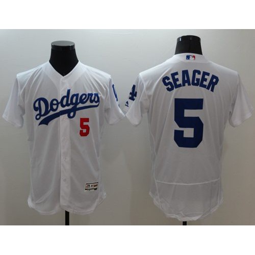 Los Angeles Dodgers #5 Corey Seager White Flexbase Authentic Collection Stitched Jersey Men's