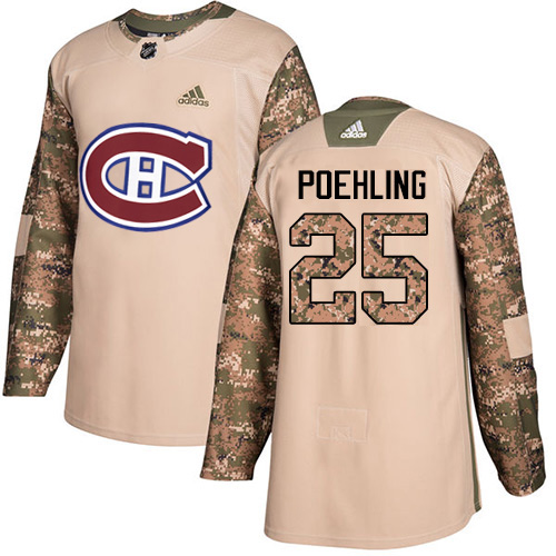 Adidas Montreal Canadiens #25 Ryan Poehling Camo Authentic 2017 Veterans Day Stitched Youth Jersey Youth