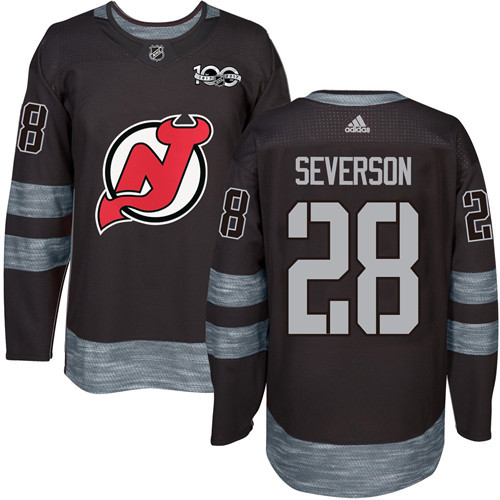 Adidas New Jersey Devils #28 Damon Severson Black 1917-2017 100th Anniversary Stitched Jersey Men's