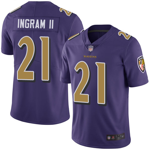 Baltimore Ravens #21 Mark Ingram II Purple Youth Stitched Limited Rush Jersey Youth