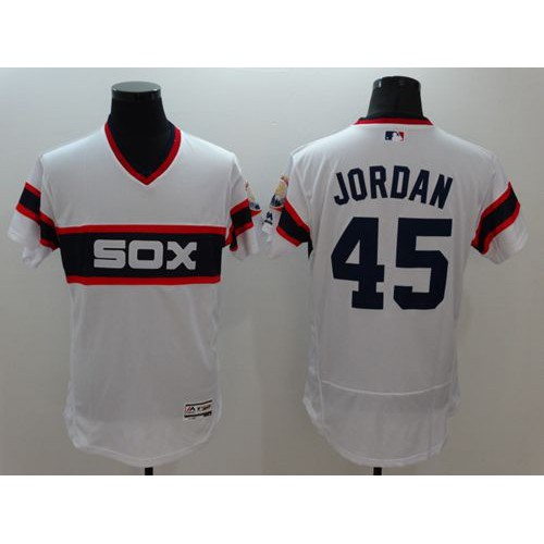 Chicago White Sox #45 Michael Jordan White Flexbase Authentic Collection Stitched Jersey Men's