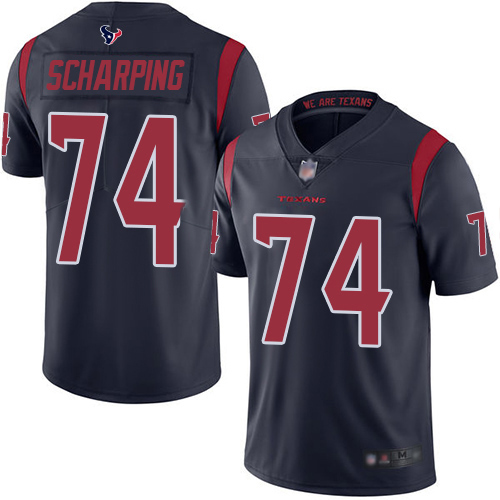 Houston Texans #74 Max Scharping Navy Blue Men's Stitched Limited Rush Jersey Men's