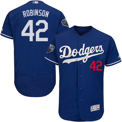 Los Angeles Dodgers #42 Jackie Robinson Blue Flexbase Authentic Collection 2018 World Series Stitched Jersey Men's
