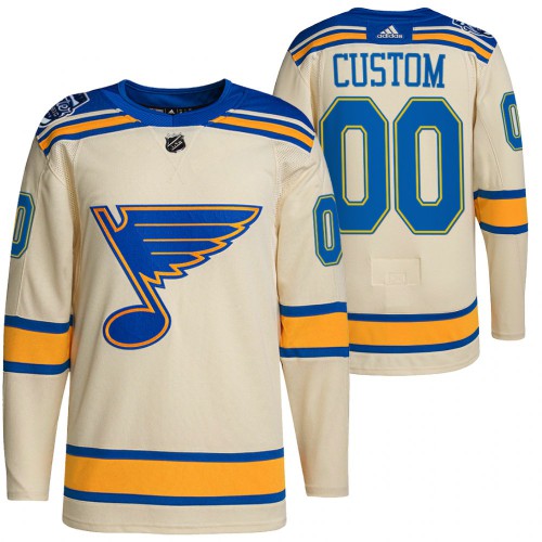 St. Louis Blues Custom Men's Adidas 2022 Winter Classic Authentic Jersey Cream
