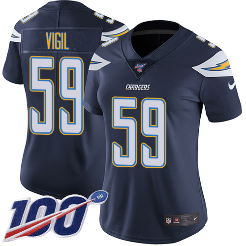 Los Angeles Chargers #59 Nick Vigil Navy Blue Team Color Women's Stitched 100th Season Vapor Untouchable Limited Jersey Womens