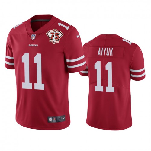 San Francisco 49ers #11 Brandon Aiyuk Red Men's 75th Anniversary Stitched Vapor Untouchable Limited Jersey Men's