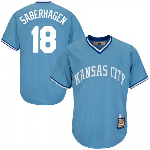 Kansas City Kansas City Royals #18 Bret Saberhagen Majestic Cool Base Cooperstown Collection Player Jersey Blue Men's