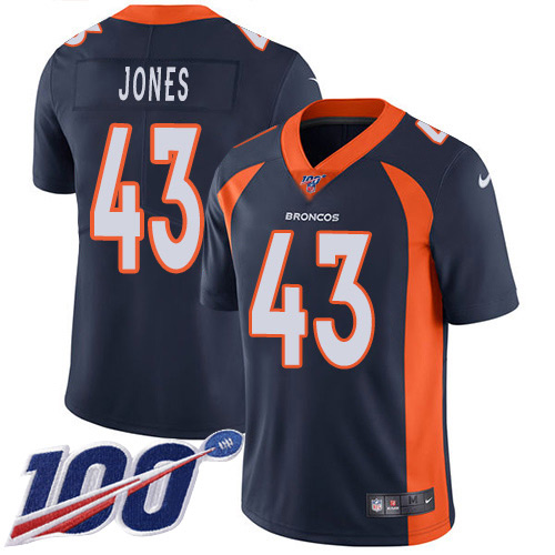 Denver Broncos #43 Joe Jones Navy Blue Alternate Youth Stitched 100th Season Vapor Untouchable Limited Jersey Youth