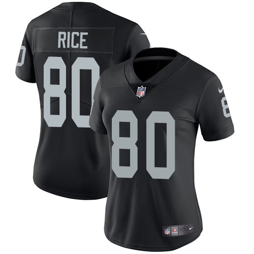 Las Vegas Raiders #80 Jerry Rice Black Team Color Women's Stitched Vapor Untouchable Limited Jersey Womens
