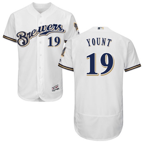 Milwaukee Brewers #19 Robin Yount White Flexbase Authentic Collection Stitched Jersey Men's
