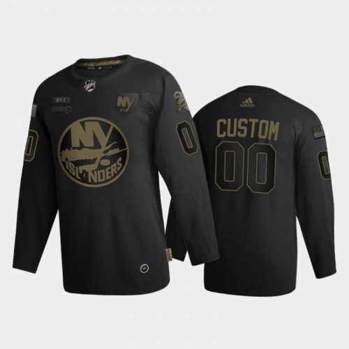 New York Islanders Custom Men's Adidas 2020 Veterans Day Authentic Jersey - Black